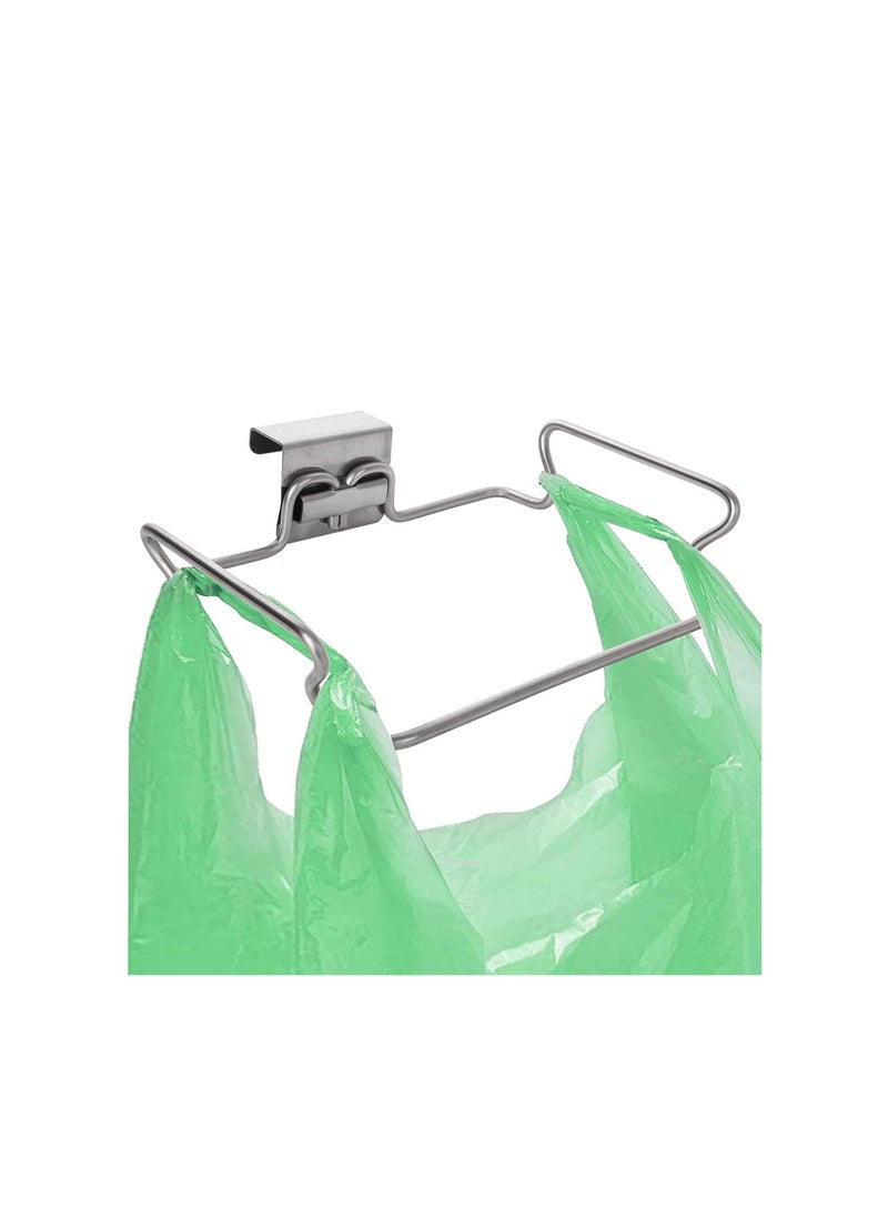 Y&D Hanging Garbage Bags Storage Organizer Rack, Stainless Steel Trash Bag Holder, Towel Gloves Hanger for Kitchen Cabinet Cupboard Drawer Back Door Hook Hangers, Cupboards Frame  - Image 1