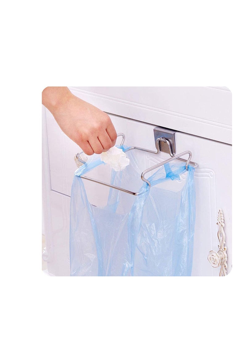 Y&D Hanging Garbage Bags Storage Organizer Rack, Stainless Steel Trash Bag Holder, Towel Gloves Hanger for Kitchen Cabinet Cupboard Drawer Back Door Hook Hangers, Cupboards Frame  - Image 3