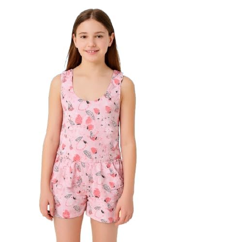 DRAUSS One Piece Girl's Synthetic Digital Printed Swimming Costume in Frock Style. Pink - Image 3