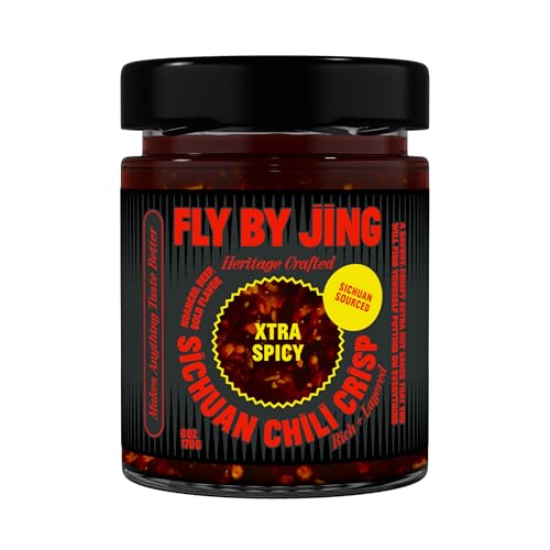FLYBYJING Xtra Spicy Sichuan Chili Crisp: Premium Chili Oil w/Crunchy Garlic and Shallots - Spicy, Savory, Vegan, Sugar Free Hot Sauce - Good on Noodles, Proteins, Veggies & Anything, 6oz (Pack of 1) - Image 1