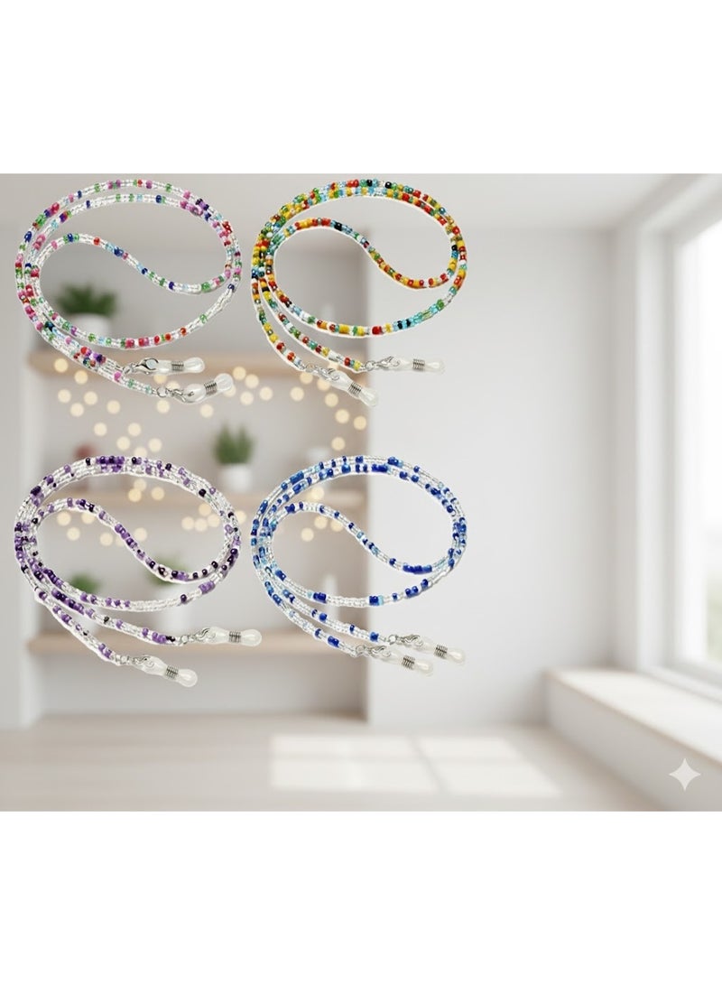 Glasses Chain 4 Pcs Beaded Eyeglasses Strap Retainer for Women