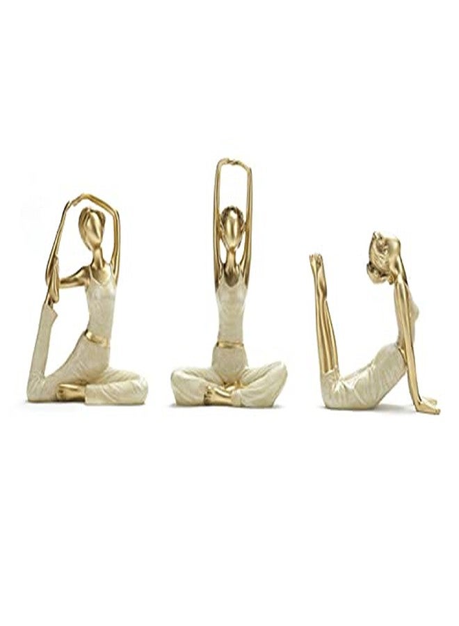 realideas Vintage Brass Gold Yoga Figurine Meditation Yoga Statue Decorative Stretching Yoga Pose Sculpture - Set of 3 - Nameste Zen Decor Yoga Figurines - Image 2