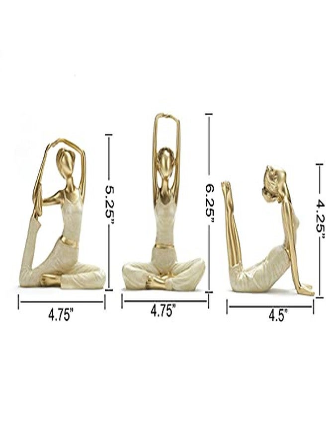 realideas Vintage Brass Gold Yoga Figurine Meditation Yoga Statue Decorative Stretching Yoga Pose Sculpture - Set of 3 - Nameste Zen Decor Yoga Figurines - Image 3