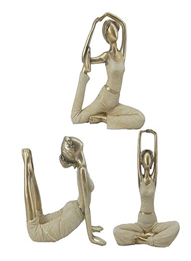 realideas Vintage Brass Gold Yoga Figurine Meditation Yoga Statue Decorative Stretching Yoga Pose Sculpture - Set of 3 - Nameste Zen Decor Yoga Figurines - Image 4