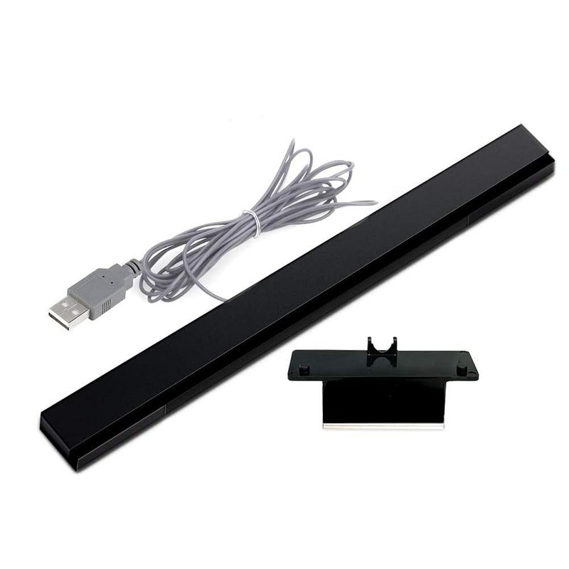 SOONORY for USB Wii Sensor Bar, Infrared IR Ray Motion Sensor Signal Receiver Compatible with Nintendo Wii and Wii U Console USB Port with Stable Stand(Black/Silvery) - Image 1