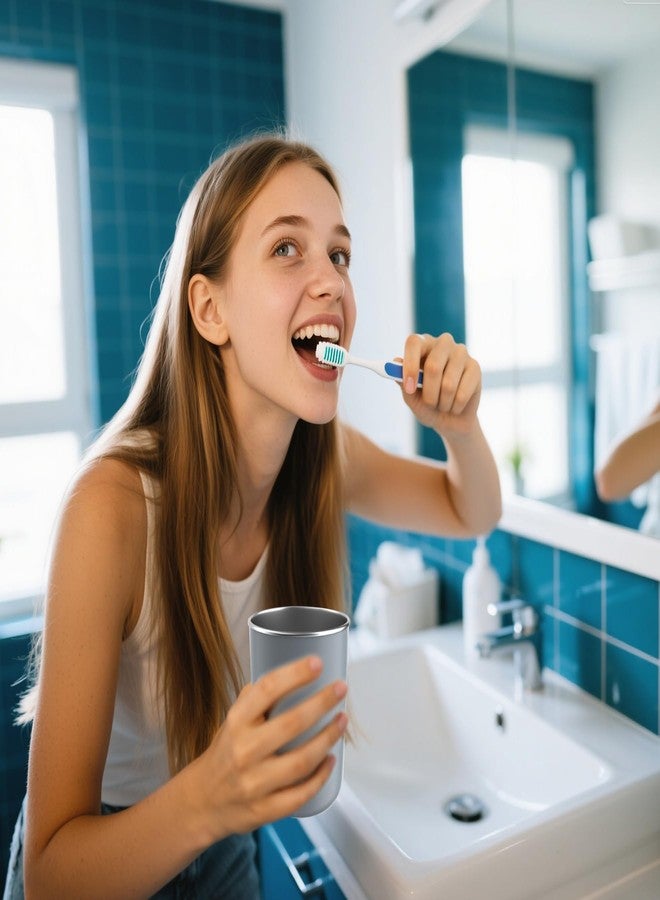 كوب غسول الفم من أميريسون، كوب شرب من الفولاذ المقاوم للصدأ، كوب متعدد الاستخدامات بسعة 5 أونصات مناسب للسفر والرياضة في الهواء الطلق، للمشروبات الساخنة والباردة، مناسب لكل من السفر العائلي وسفر العمل (رمادي) - Image 2