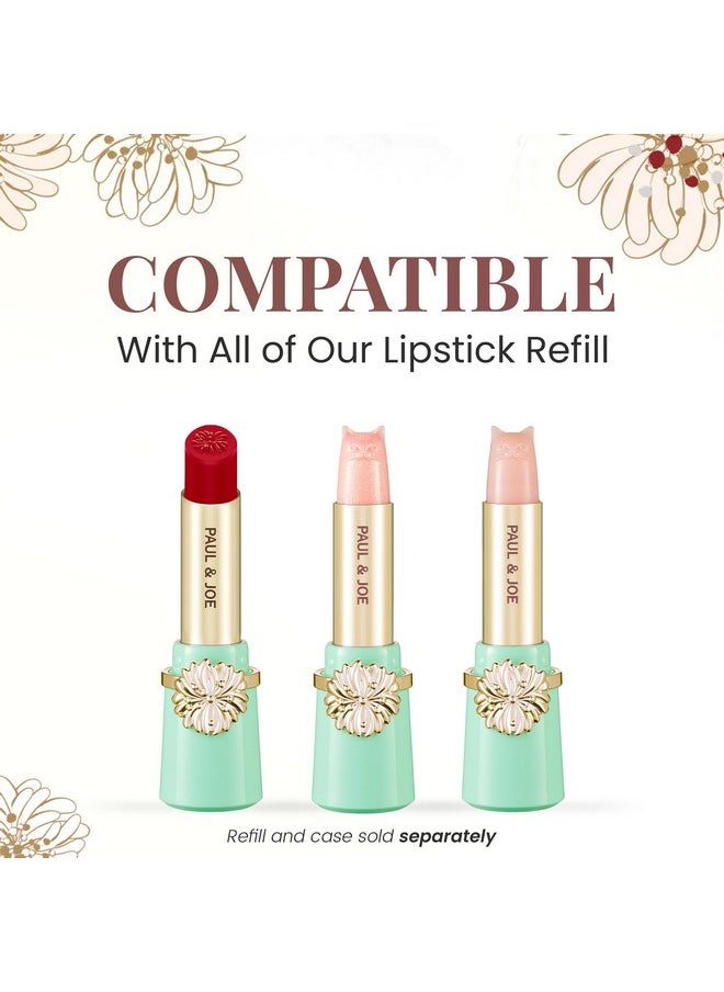 Paul & Joe Paul & Joe Lipstick Case 01, Case Only, Refillable Makeup Lipstick Cases Pink and Red Lipstick Refills, Chic Addition to a Lipstick Holder, Light Green with Iconic Chrysanthemum Motif  - Image 5