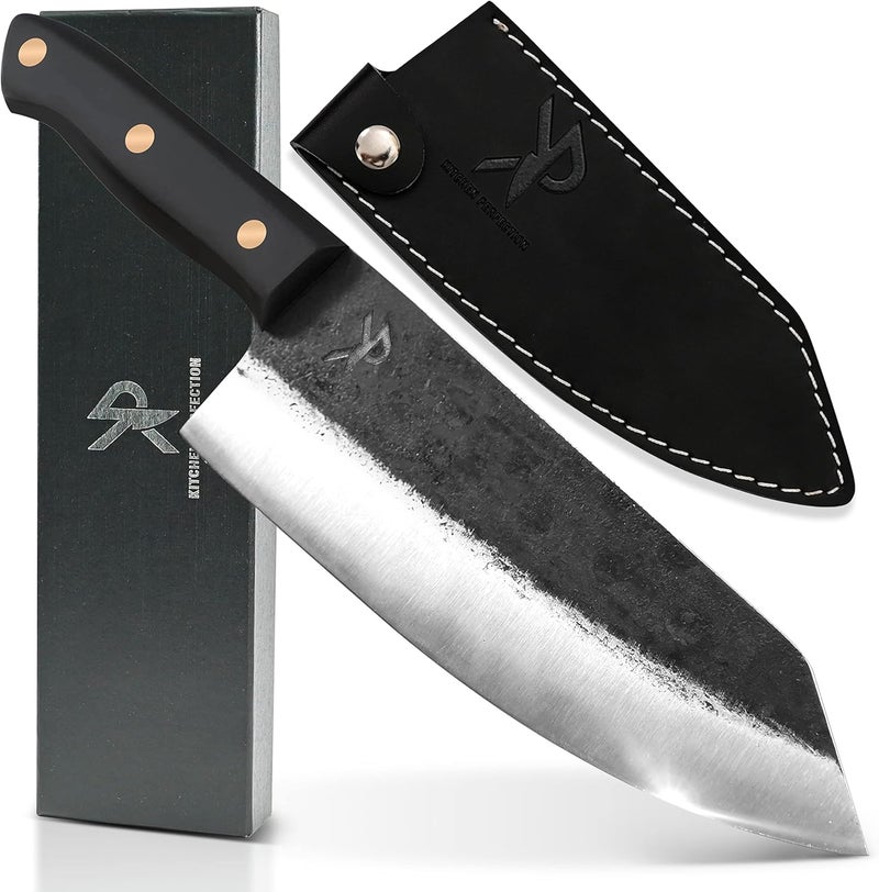 Kitchen perfection Handmade Chefs Carving Knife For Meat Cutting- Extremely Sharp Cooking Knife 8 Inch -Hand Sharpen Best Gift For Men - High Carbon Steel w/Leather Sheath - Image 1