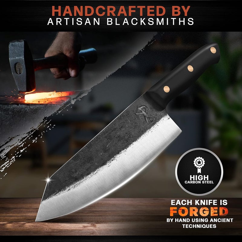 Kitchen perfection Handmade Chefs Carving Knife For Meat Cutting- Extremely Sharp Cooking Knife 8 Inch -Hand Sharpen Best Gift For Men - High Carbon Steel w/Leather Sheath - Image 2