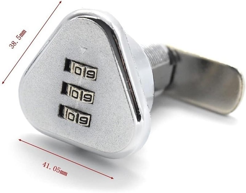 Triangle Combination Cam Lock 3 Digit Code Password for Box Cabinet Locker MMS256 19mm Silver - Image 5