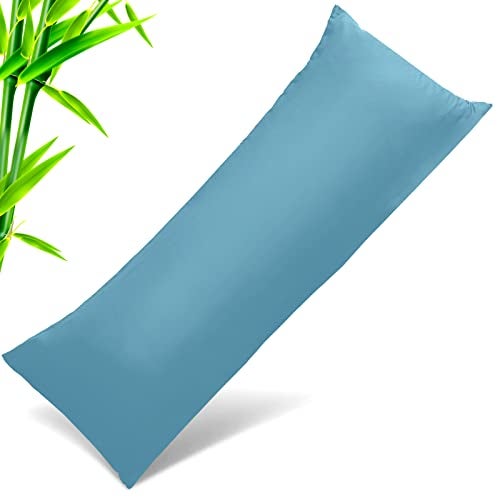 Body Cooling Pillow Cases Cover Bamboo Rayon Body Pillowcases with Zipper Closure Cool and Breathable Pillow Case for Hot Sleepers and Night Sweats 20x54 inches Blue