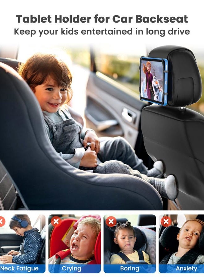 WONNIE 4 Pack Car Headrest Mount Holder for Tablets, Tablet Holder for Car Back Seat, Tablet Stand for Kids Fits for 7-10.5'' Devices - Image 2