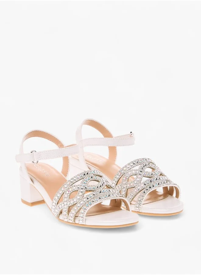 Celeste Girl's Embellished Sandals with Hook and Loop Closure