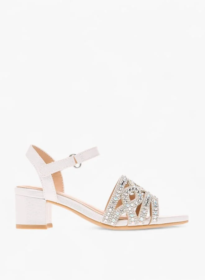 Celeste Girl's Embellished Sandals with Hook and Loop Closure