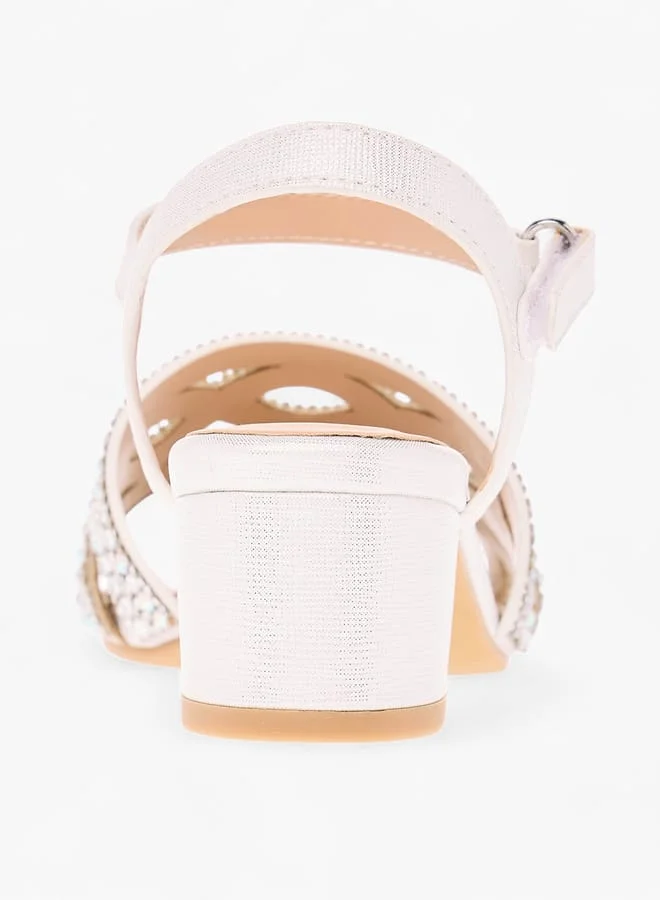 Celeste Girl's Embellished Sandals with Hook and Loop Closure