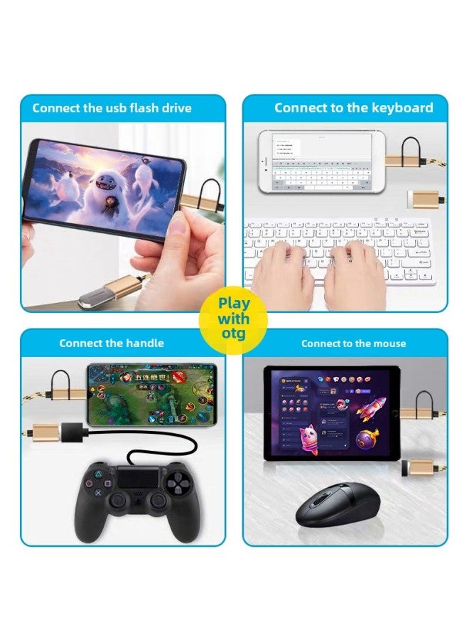 OTG Adapter Typec To USB Converter Charging Cable One-two Data Cable Two-in-one Mobile Phone Adapter-Interface Form:Android + Type-c 2-in-1 [black Patterned Braided Wire] Bag  - Image 3