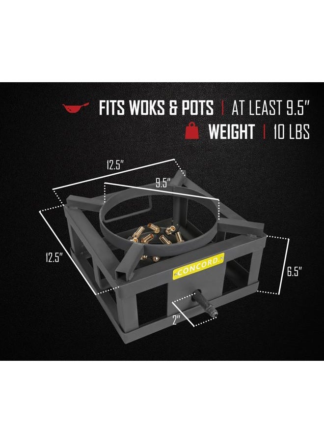 CONCORD THE WOK BLOCK 12" Single Propane Outdoor Burner with Built in Wok Ring. 45,000 BTU Great for Stir Frying, Camping, Use as a Side Burner, and More! - Image 2