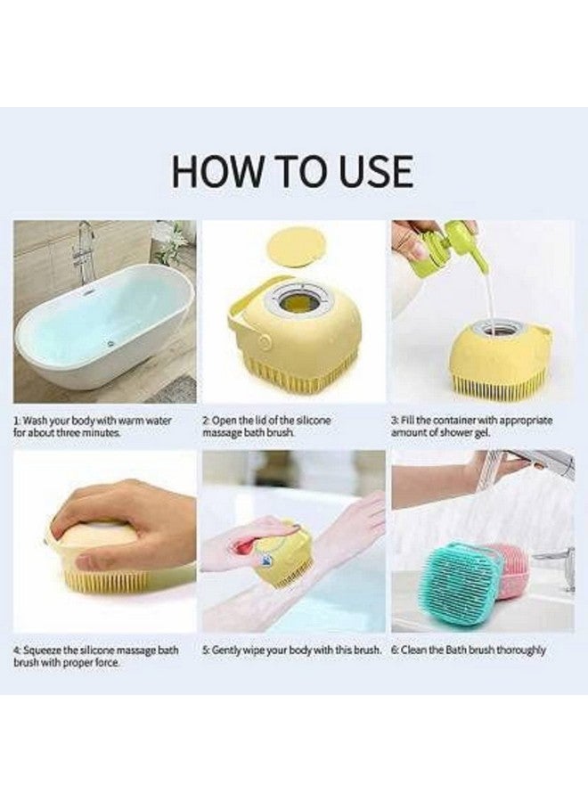 Shopfleet Shower Sponge,Silicone Soft Bath Brush with Shampoo Dispenser Body Scrubber Reusable Loofah Gentle Scrub Massage Skin Exfoliation for Children Men Women(Multicolor) - Image 4