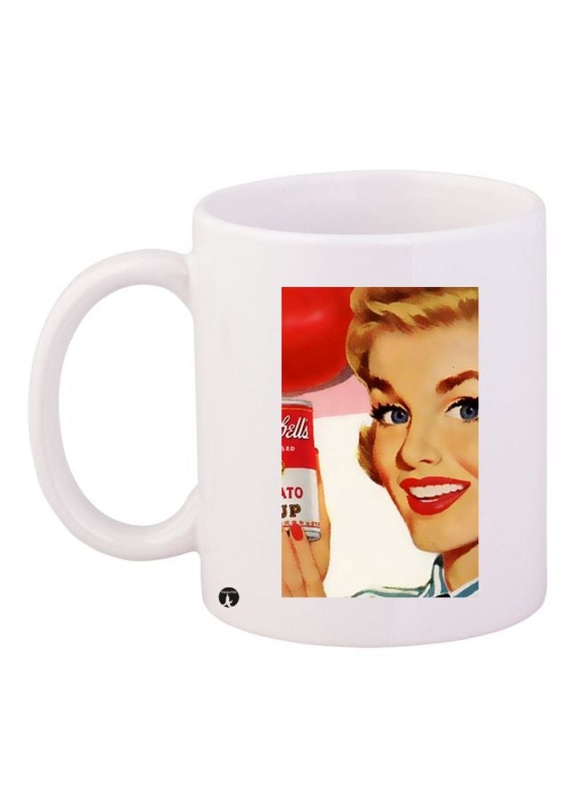 RYN Printed Coffee Mug White/Beige/Red 11ounce