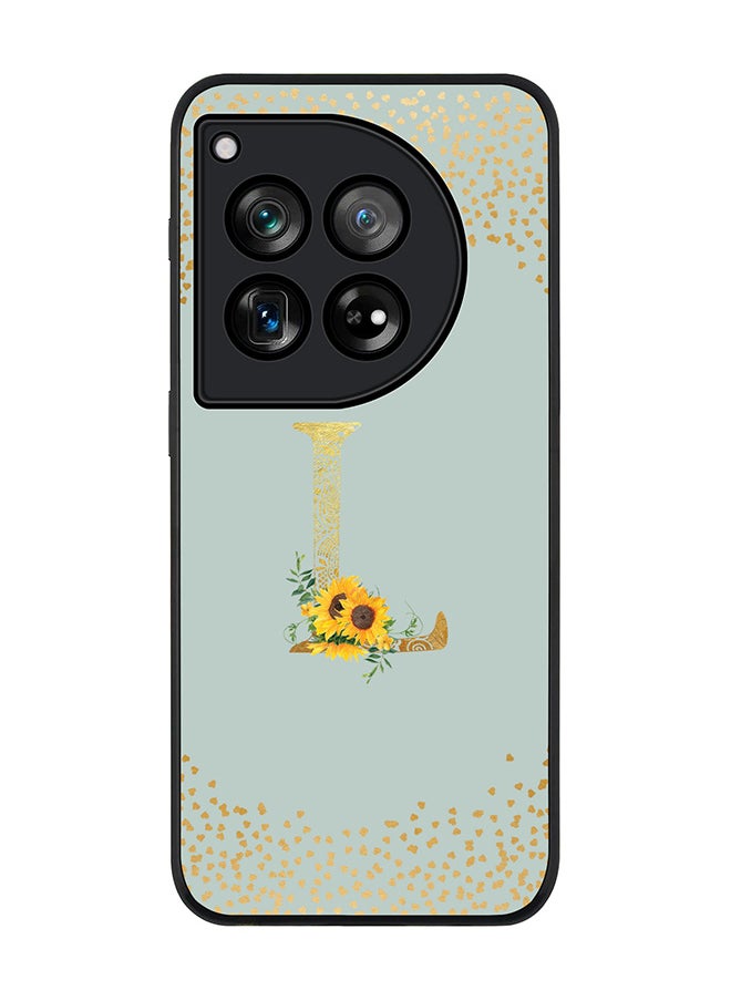 Stylizedd Rugged Black edge case for OnePlus 12R / OnePlus Ace 3 5G, Slim fit Soft Cover Custom Monogram Initial Letter Floral Pattern Alphabet - L (Light Grey)  - Image 1