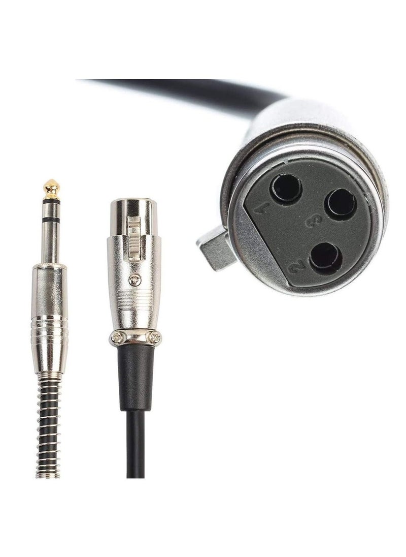 Generic XLR Female Socket To 6.35mm 1/4'' Mono Male Jack Shielded Plug Stereo Audio Cable Cord Wire for Mic Mixer Amplifier Sound Card (Black)  - Image 2