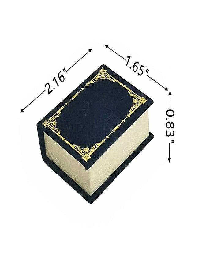 WHSLILR علبة قلادة على شكل كتاب من WHSLILR - علبة قلادة خطوبة عتيقة بغطاء مفصلي، مثالية لطلب الزواج أو الزفاف، علبة خاتم الخطوبة - PRB018 - أزرق - Image 2
