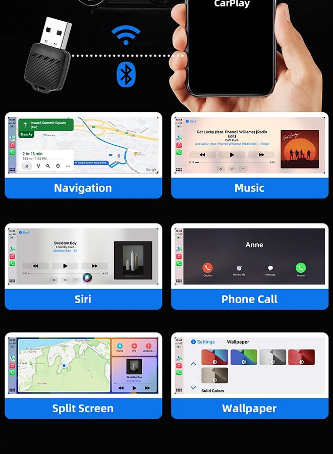 Generic 2 in 1 ultra-mini wireless CarPlay, 2.4+5G WIFI, wired to wireless CarPlay, Suitable for 98% original wired CarPlay/Android Auto cars, plug and play  - Image 4
