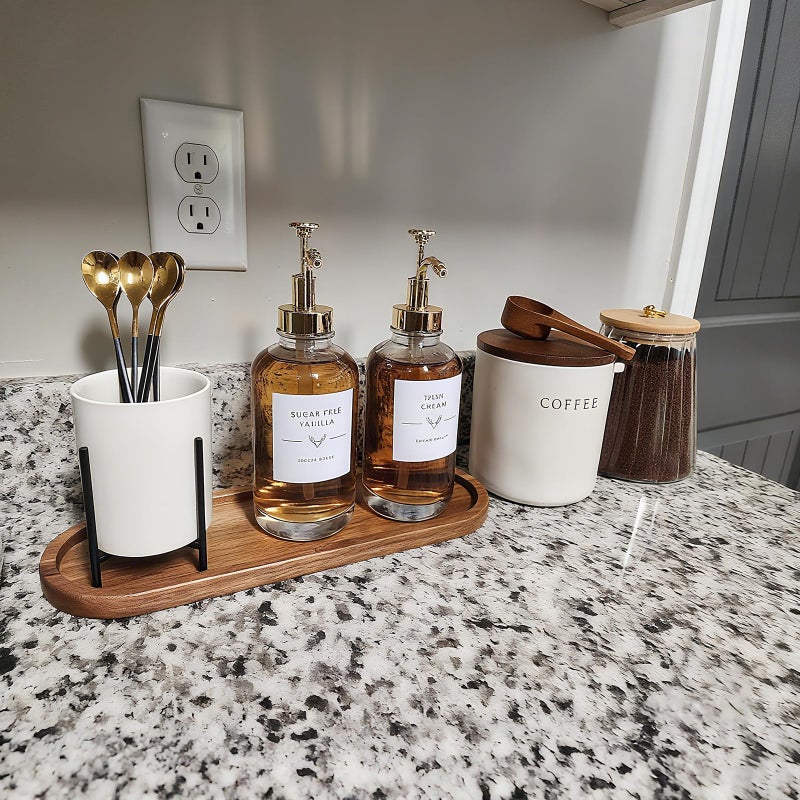 GinSent Wooden Decorative Trays 1PCS Farmhouse Wood Tray Bathroom Vanity Bathroom Counter Wood Trays Home Rustic Decor Trays, Bathroom Tray Countertop, Wooden Trays for Decor Vanity Trays - Image 4
