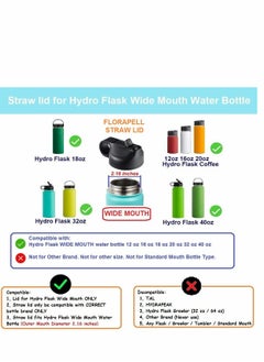 SYOSI Straw Lid Suitable For Hydro Flask,Straw Cap Wide-Mouth Water Bottle 18 32 40 Ounces (About 1.18 Liters) Wide Mouth, Straw Top Cap Replacement Cap (With 2 Straws And 1 Brush)  - Image 4