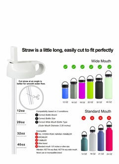 SYOSI Straw Lid Suitable For Hydro Flask,Straw Cap Wide-Mouth Water Bottle 18 32 40 Ounces (About 1.18 Liters) Wide Mouth, Straw Top Cap Replacement Cap (With 2 Straws And 1 Brush)  - Image 3
