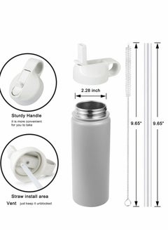 SYOSI Straw Lid Suitable For Hydro Flask,Straw Cap Wide-Mouth Water Bottle 18 32 40 Ounces (About 1.18 Liters) Wide Mouth, Straw Top Cap Replacement Cap (With 2 Straws And 1 Brush)  - Image 2