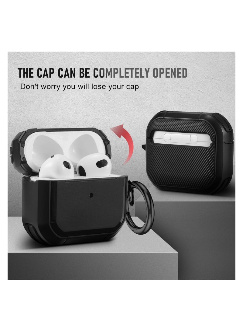 AirPods 3 Case Cover with Keychain Upgraded Armor Shockproof Hard-Shell Protective TPU Compatible for Apple Airpods 3rd Generation Case for Women Men Girls Boys (Front LED Visible) - Image 2