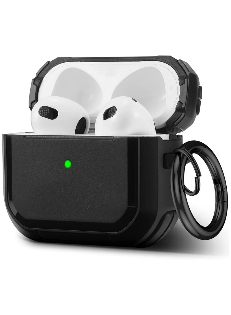 AirPods 3 Case Cover with Keychain Upgraded Armor Shockproof Hard-Shell Protective TPU Compatible for Apple Airpods 3rd Generation Case for Women Men Girls Boys (Front LED Visible) - Image 1