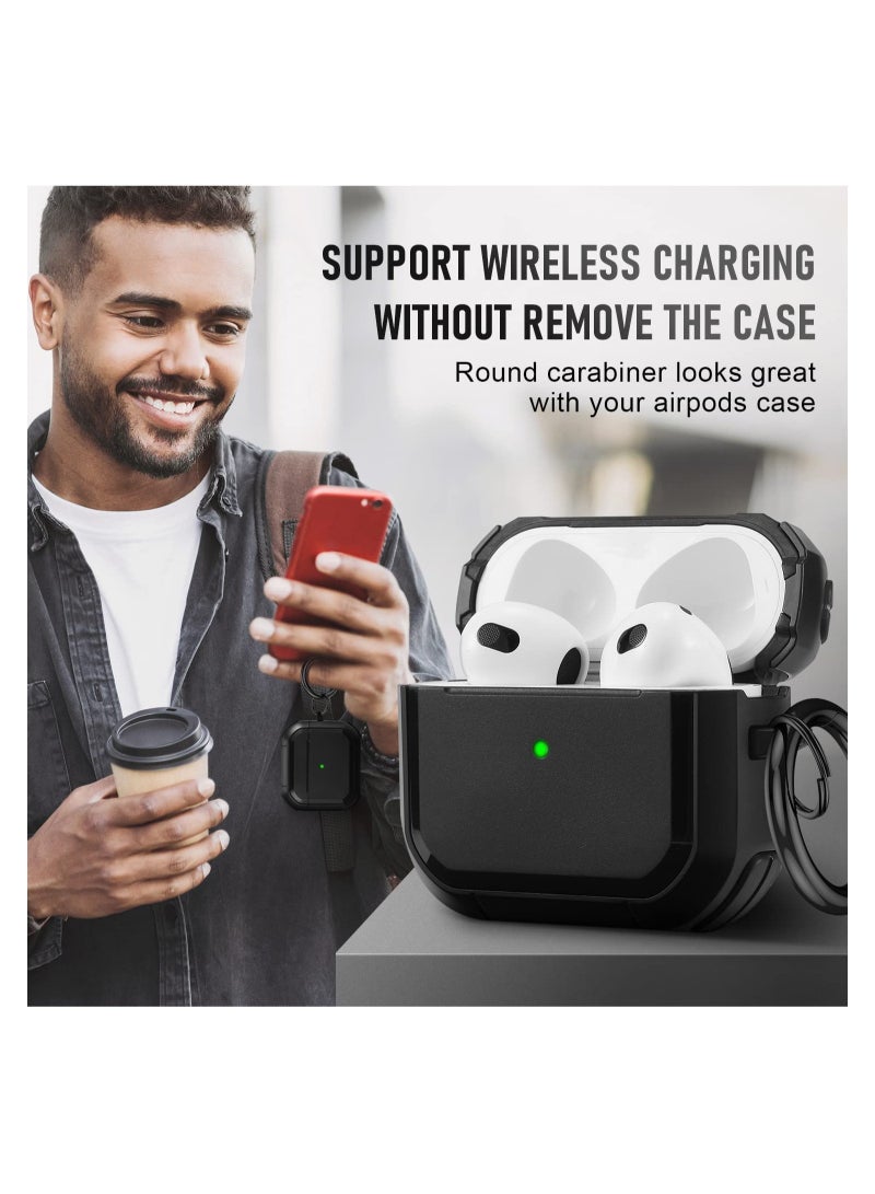 AirPods 3 Case Cover with Keychain Upgraded Armor Shockproof Hard-Shell Protective TPU Compatible for Apple Airpods 3rd Generation Case for Women Men Girls Boys (Front LED Visible) - Image 4