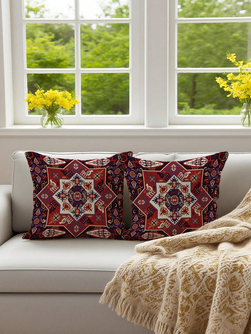 زينة رمضان طقم أغطية وسائد 2 قطع مقاس 45 × 45 سم بتصميم شرقي تقليدي - Image 1