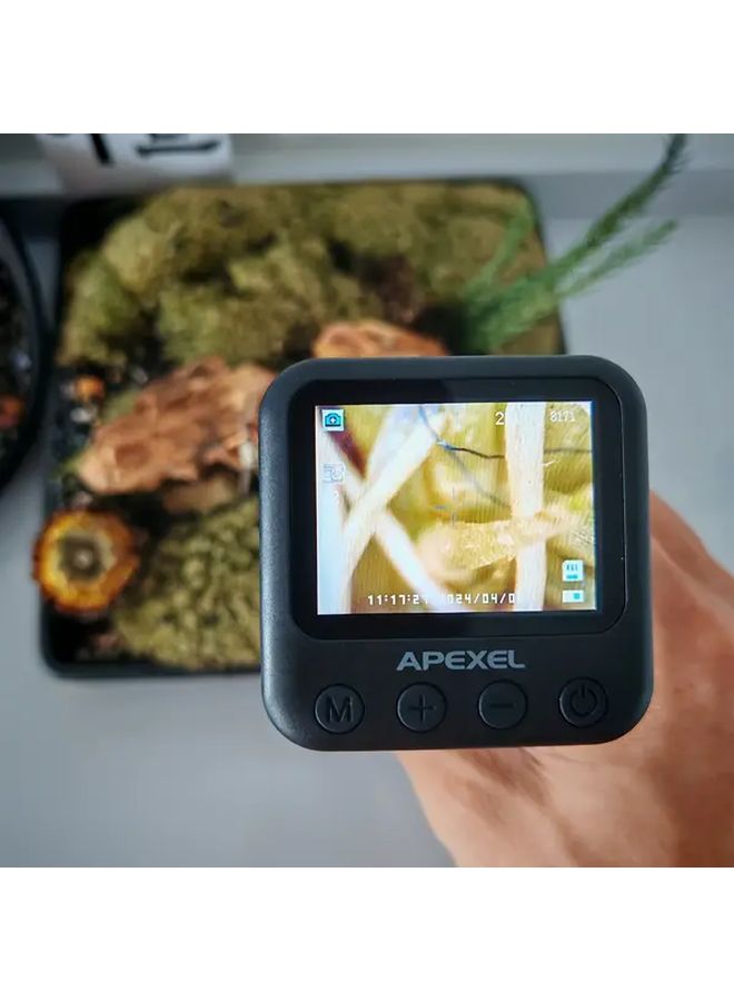 Apexel منظار يدوي أسود USB بتكبير 800x وشاشة HD 2 بوصة و6 مصابيح LED - Image 2