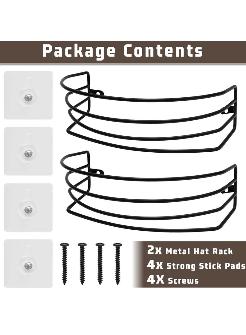 SYOSI Metal Hat Racks, Holds Up to 30 Baseball Caps, Wall and Door Cap Organizers, 2 Pack  - Image 4