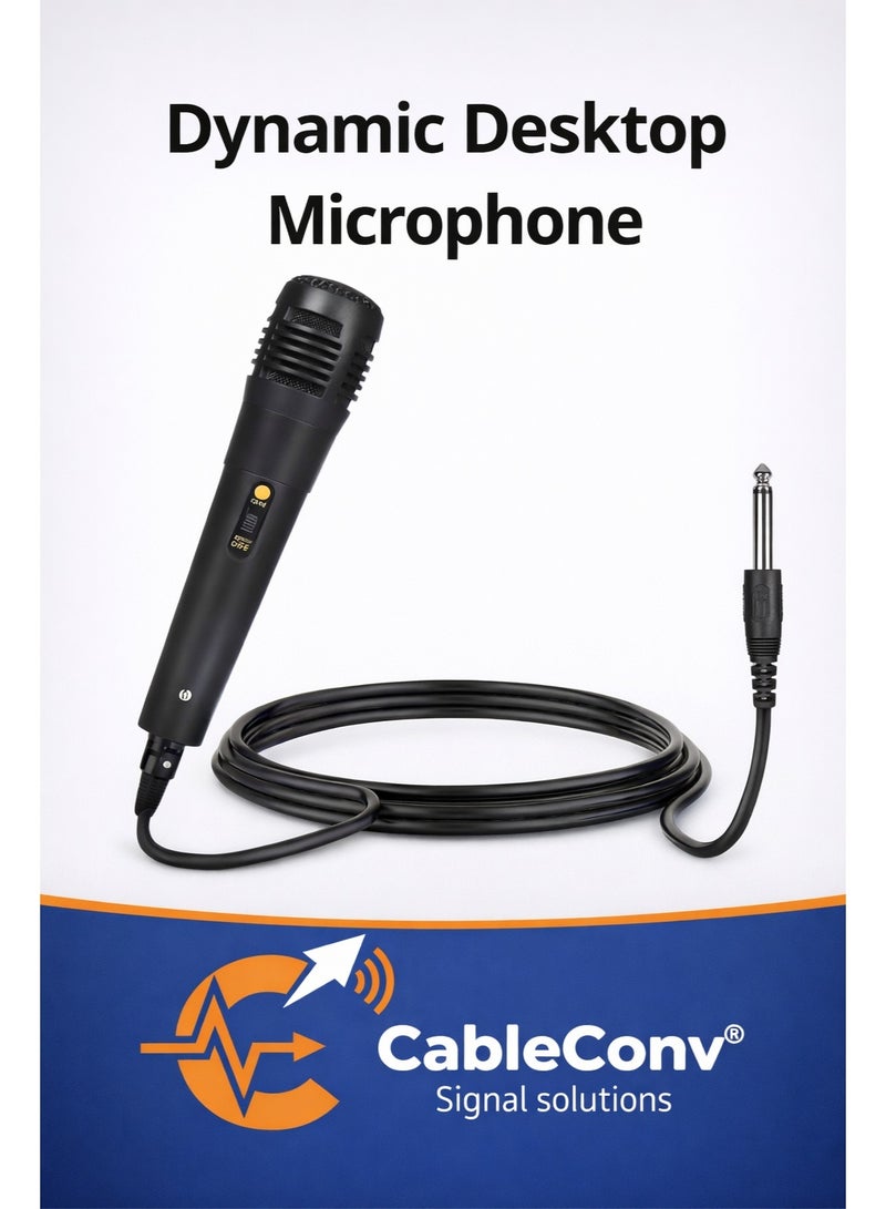 CABLE CONV Dynamic Wired Microphone with 6.5mm Jack – Handheld Mic for Karaoke, Recording, Amplifier & Speaker - Image 1