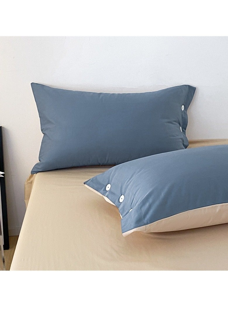 AROAQ Bed Cover Set, Soft Luxurious Pure Bedsheet Set, Long-staple Cotton Simple Solid Color Bed Sheet Quilt Cover Bedding Twill Cotton Set, ( Campanula, 1.8m fitted sheet set of four) - Image 4