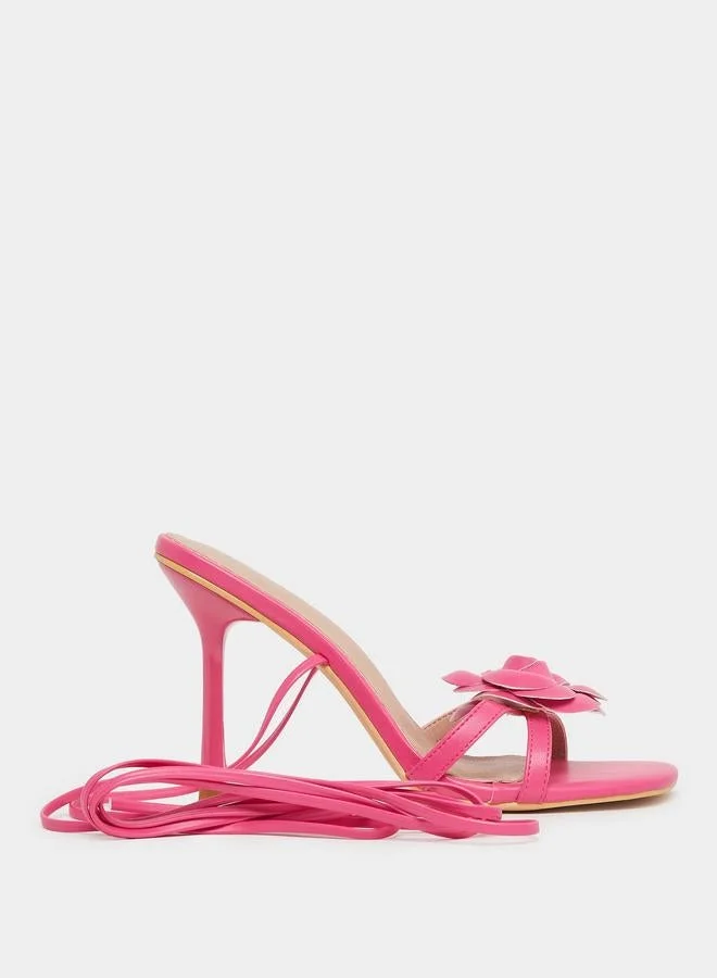 Bow Detail Singback Stiletto Heel Sandals
