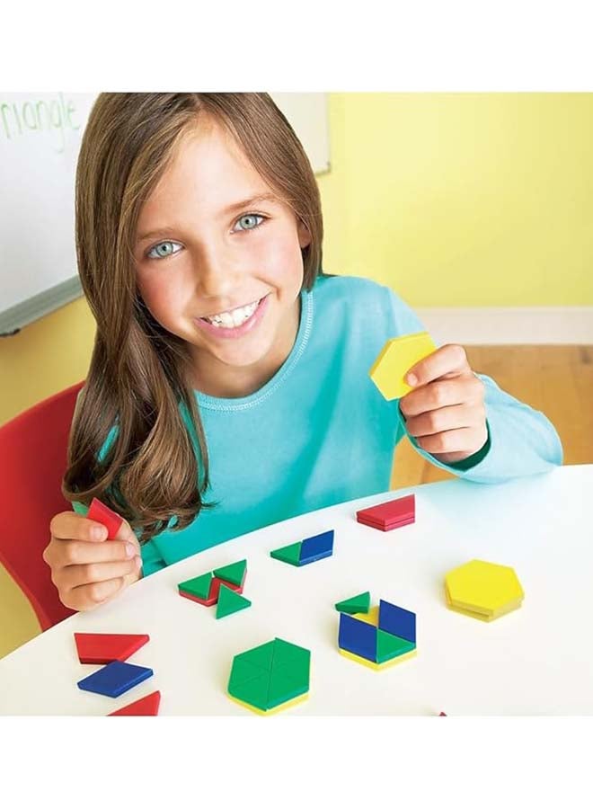 Learning Resources Plastic Pattern Blocks (250-Piece Set, 1Cm Thick, 6 Shapes, Ages 4+) - Image 2