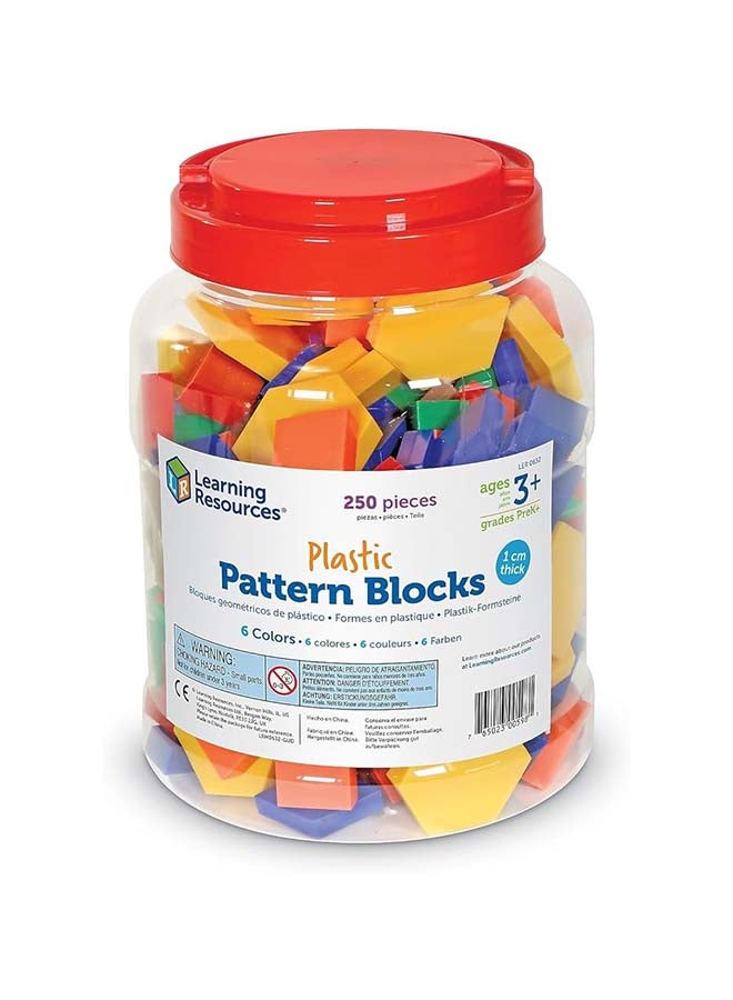Learning Resources Plastic Pattern Blocks (250-Piece Set, 1Cm Thick, 6 Shapes, Ages 4+) - Image 3
