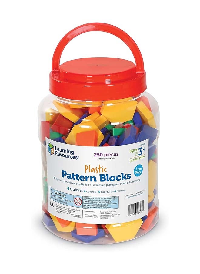 Learning Resources Plastic Pattern Blocks (250-Piece Set, 1Cm Thick, 6 Shapes, Ages 4+) - Image 4