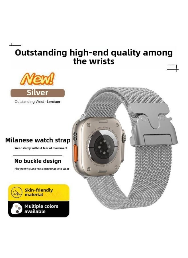Generic - S10 For Apple Strap Watch High-end Metal Milan S9 Nice Magnetic Sport-Color:Stainless Steel Milanese [black]-38/40/41 - Image 1