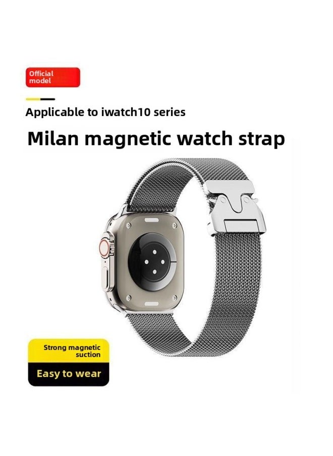 Generic - S10 For Apple Strap Watch High-end Metal Milan S9 Nice Magnetic Sport-Color:Stainless Steel Milanese [black]-38/40/41 - Image 1