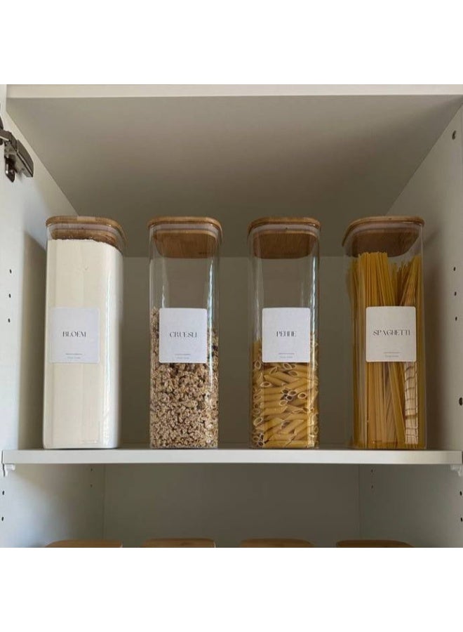 Organizing kitchen pantries and keeping dry ingredients fresh is effortlessly achieved with this dedicated grain and pasta storage canister set. Designed with transparent bodies for easy content visibility, each jar features airtight sealing lids that block moisture and air to maintain food quality. The stackable design optimizes shelf space, making it a practical and stylish solution for storing beans, rice, and various pasta shapes. - Image 2