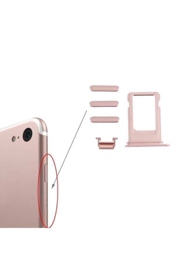 إيروريكس علبة بطاقات + مفتاح التحكم في مستوى الصوت + زر التشغيل + مفتاح كتم الصوت ومفتاح الاهتزاز لجهاز iPhone 7 (ذهبي وردي) - Image 1