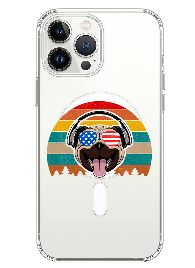 Theodor - Magnetic Case for iPhone 14 Pro Max 6.7-inch Compatible with MagSafe Wireless Charging, Shockproof Phone Bumper Cover pug with headphones copy - Image 1
