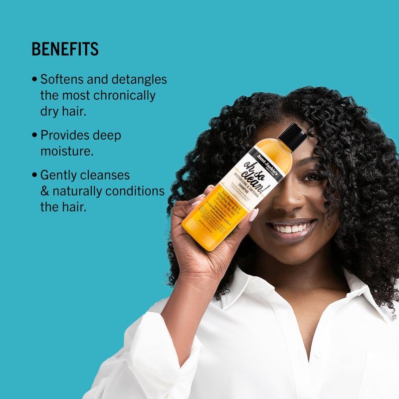 Aunt Jackie's Curls and Coils Oh So Clean Deep Moisturizing and Softening Hair Shampoo for Natural Curls, Coils and Waves, Enriched shea Butter, 12 oz - Image 3