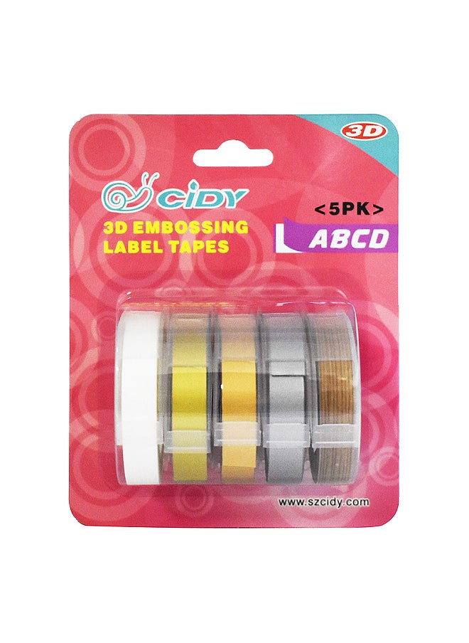Generic 5 Pack Replacement for Label Maker Refills 9mm*300cm/Roll Manual Embossing Label Tape Refills Compatible with DYMO 12813/12814/1610/1540/1535/1575/17266  - Image 1